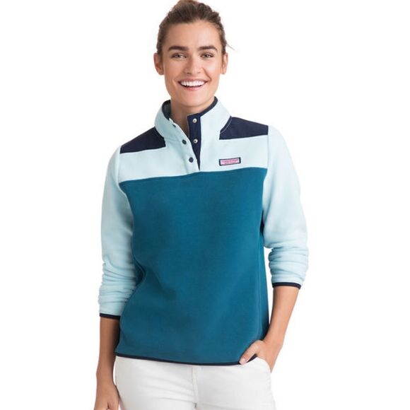 Vineyard Vines Color Block Fleece Snap Shep Shirt Size M C15 - Picture 1 of 8